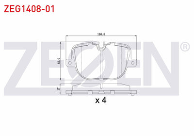 Zegen ZEG1408-01 Brake Pad Rear Land Rover Discovery IV (La) 3.0 TD 4X4 2010-/ Range Rover IV (Lg) 3.0 TD 4X4 20 — Brake Pads
