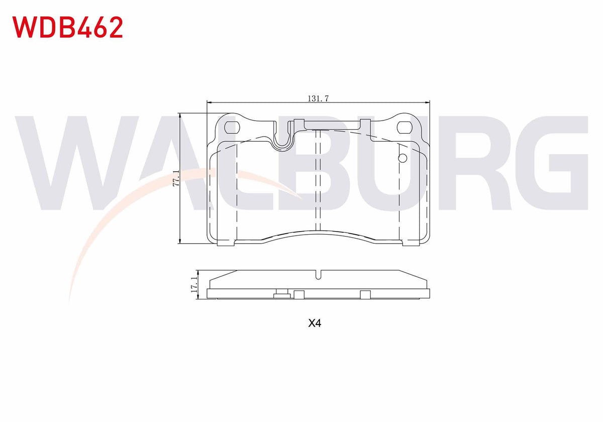 WALBURG WDB462 Brake Pad Front Volkswagen Touareg 3.0 V6 TDI 2002-2010 / Touareg 3.6 V6 FSI 2002-2010 / Touareg — Brake Pads