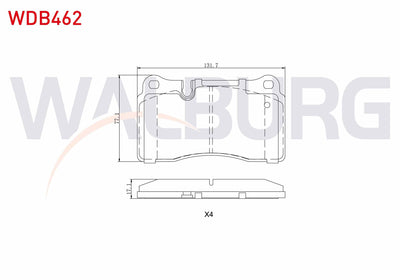 WALBURG WDB462 Brake Pad Front Volkswagen Touareg 3.0 V6 TDI 2002-2010 / Touareg 3.6 V6 FSI 2002-2010 / Touareg — Brake Pads