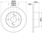 HELLA Pagid Brake Disc 8DD355111-711 - Rear Solid (240-4) for Toyota Corolla (1990-2002) — Brake Rotors & Drums