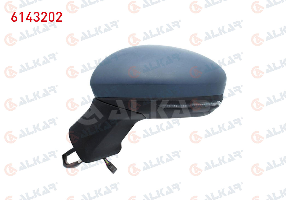 Alkar 6143202 Outer Rear View Mirror Left Electric Aspheric Heated Primed Automatic Folding with — Tail, Signal & Reflectors