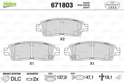 Valeo 671803 Brake Pad Rear Chevrolet Traılblazer Awd 01-08 Isuzu Ascender Awd 03-Saab 9-7X 04-12 — Brake Pads