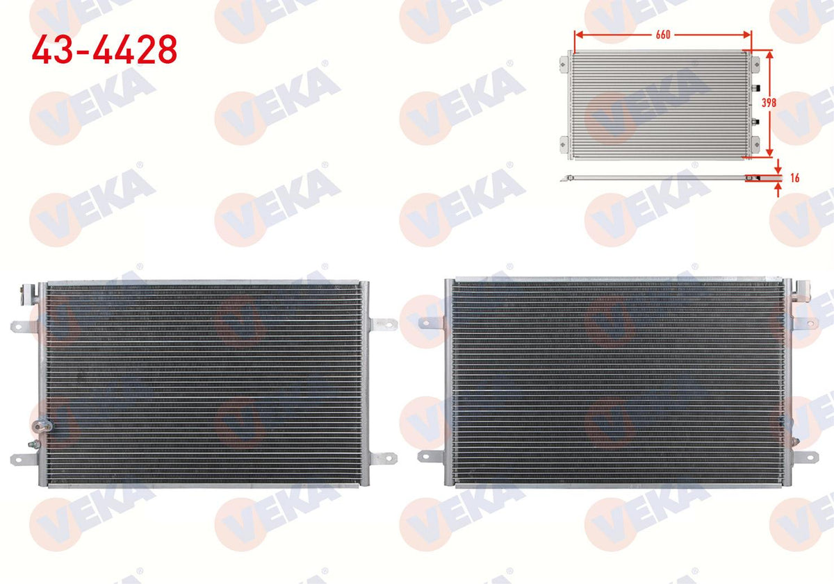 Veka 43-4428 A/C Condenser Audi A6 (4F2,C6) 2.0 TDI A-T / M-T 2004-2011 — Condensers & Evaporators
