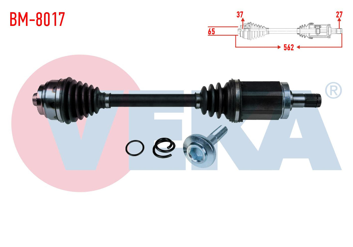 Veka BM-8017 Complete Axle Left Front BMW 5 Series (F10) 525 D X-Drive A-T Length 562 mm 2010