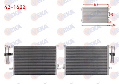 Veka 43-1602 A/C Condenser Chevrolet Lacetti (J200) 1.4i 16V A-T / M-T 2006-2012 — Condensers & Evaporators