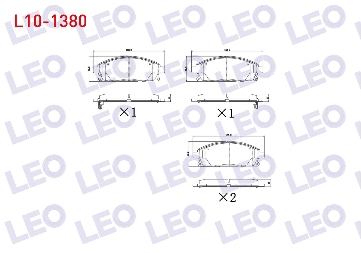 LEO L10-1380 Brake Pad Front with Wear Indicator Nissan X-Trail (T30) 2.0i 2001-2007 / X-Trail (T30) 2.5i 2001-2 — Brake Pads