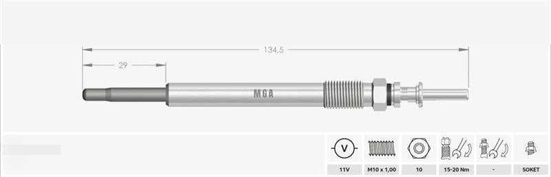 MGA 10081 Glow Plug (Opel: Astra G-Vectra B 2.0DI-DTi) — Coils & Plugs
