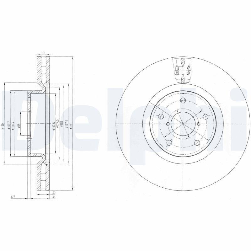 Delphi BG9055 Brake Disc Front Impreza 01-12 — Brake Rotors & Drums