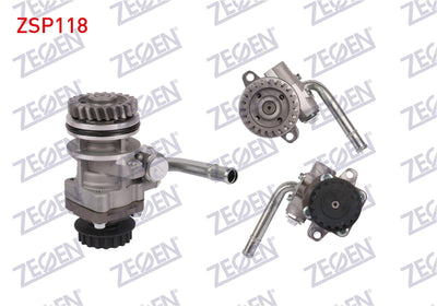Zegen ZSP118 Power Steering Pump 125 Bar with Pulley Coklu Belt VW Transporter V 2.5 TDI 2003-2011 / T — Steering Rack & Pump