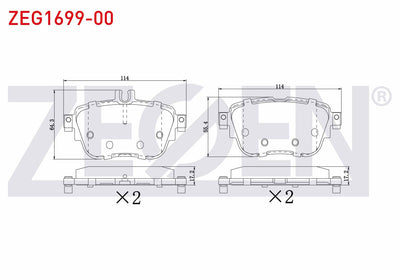 Zegen ZEG1699-00 Brake Pad with Wear Indicator Rear Mercedes E Series (W213) E 180 2016-/ E Series (W213) E 220 — Brake Pads