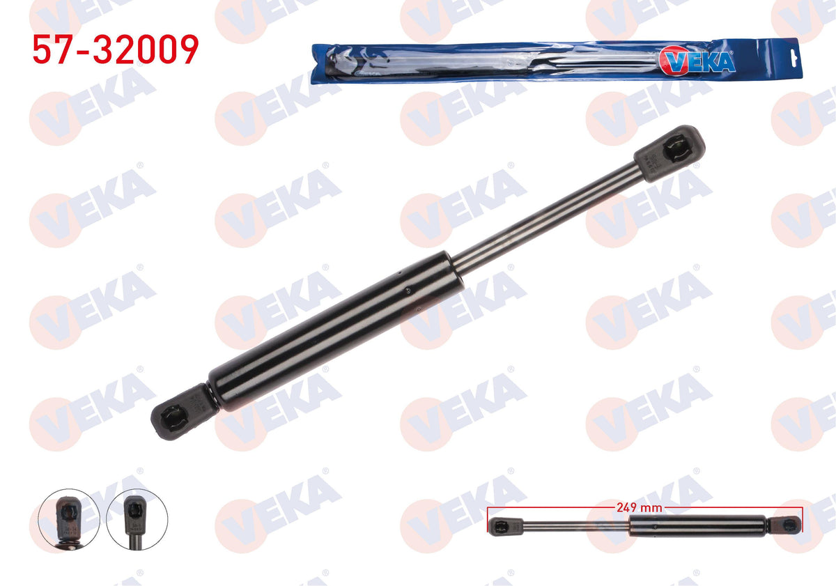Veka 57-32009 Motor Hood Gas Strut 249mm / 850N Opel Vectra B 1995-2003 | Set of 2