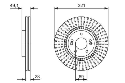 Bosch 0986479786 Brake Disc Front Hyundai Grand Santa Fe II-III 2.0-3.3 CRDi 06-15 | Set of 2