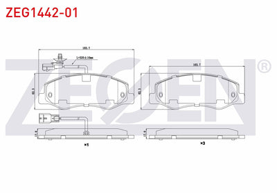 Zegen ZEG1442-01 Brake Pad Rear with Connector Renault Master III (Fv) 2.3 dCi Pair Wheel 2010-/ Opel Movano B 2 — Brake Pads