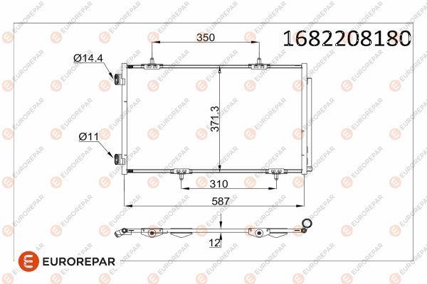 Eurorepar 1682208180 A/C Condenser 301 C-Elysee 1.2 VTI 1.6Vti 1.6 HDi Euro5 () — Condensers & Evaporators