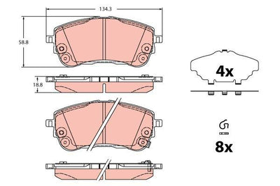 TRW GDB2345 Front Brake Pad Toyota Corolla (E21) 1.6 Gasoline / 1.8 Hybrid / Yaris Cross 2019- — Brake Pads