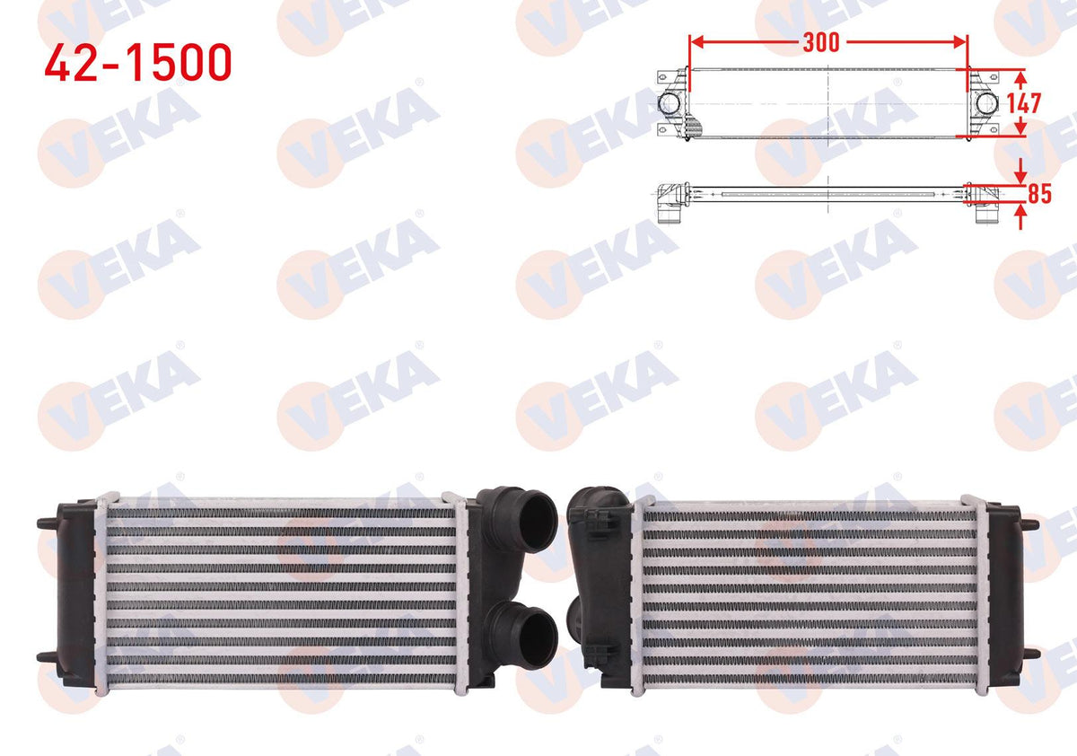 Veka 42-1500 Turbo Radiator (Intercooler) Citroen C4 (Lc) 1.6 HDi 2004-2009 — Radiators & Fans