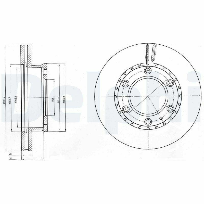 Delphi Disc Brake BG4297 - 289 mm Ventilated Performance — Brake Rotors & Drums