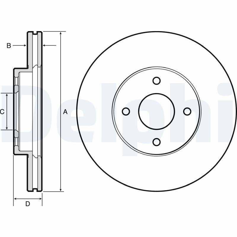 Delphi BG4454 Disc Brake - 11-Micra 1.2 — Brake Rotors & Drums