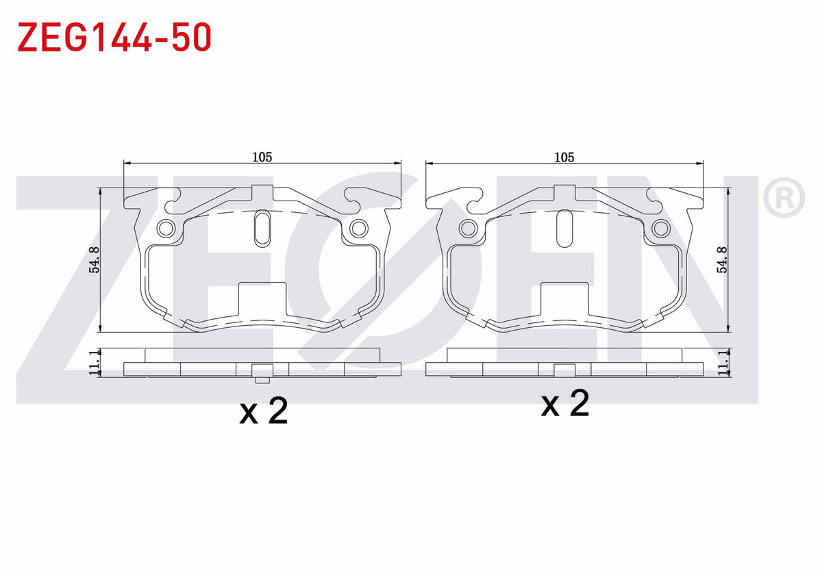 Zegen ZEG144-50 Brake Pad Rear Peugeot 206 (2A / C) 1.6i 16V 1998-2006 / 1.6 HDi 1998-2006 / 2.0 HDi 1998-2006 / — Brake Pads