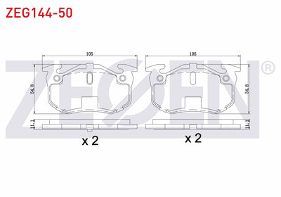 Zegen ZEG144-50 Brake Pad Rear Peugeot 206 (2A / C) 1.6i 16V 1998-2006 / 1.6 HDi 1998-2006 / 2.0 HDi 1998-2006 / — Brake Pads