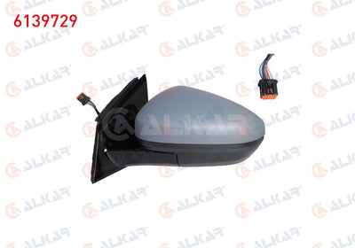 Alkar 6139729 Outer Rear View Mirror Left Electric Heated Primed 6 Pin Opel Grandland X (A18) 2017 — Mirrors