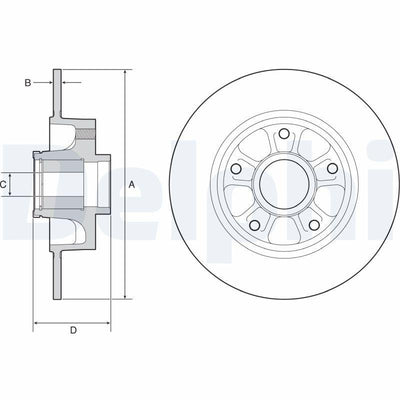 Delphi BG9230RSC Disc + Bearing Kit Rear (Ad) 16-Megane.IV.Hb (1.Disc + 1.Bearing) (24mm) + ABS Ring — Brake Sensors & ABS