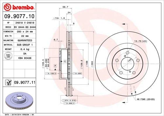 BREMBO 09.9077.11 - UV Coated Front Brake Discs for Subaru Models — Brake Rotors & Drums
