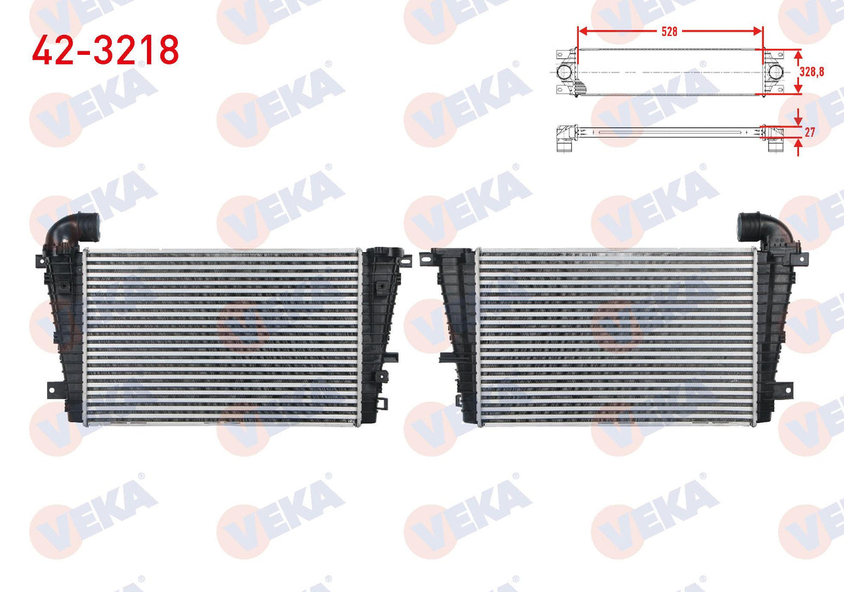 Veka 42-3218 Turbo Radiator (Intercooler) Opel Astra H 1.3 CDTi-1.9 CDTi-2.0 2004-2010 — Radiators & Fans
