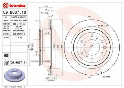 BREMBO Brake Discs 09.B637.11 - High Carbon Ventilated Type for Pajero 06 Owners — Brake Rotors & Drums