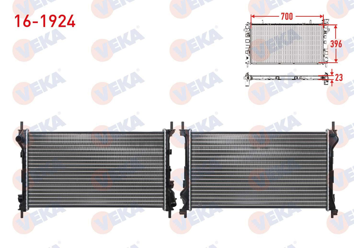 Veka 16-1924 Su Radiator Mechanical Ford Transit Connect 1.8 TDCi M-T Ac + 2002-2013 — Radiators & Fans