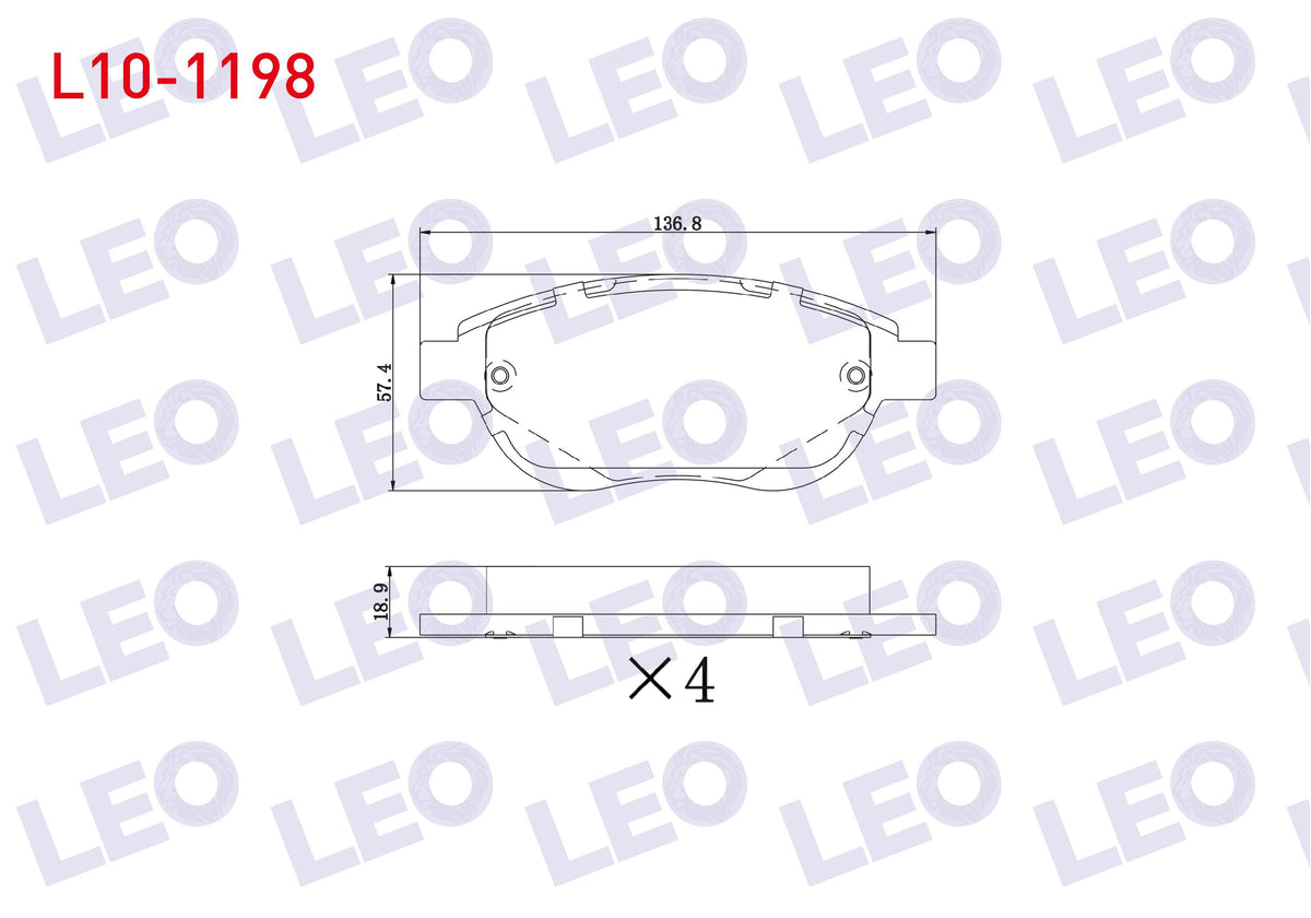 LEO L10-1198 Brake Pad Front Peugeot 307 1.6 2000-2007 / 307 1.6 HDi 2000-2007 / 207 1.4i 2006-2012 / 207 1.6i 1 — Brake Pads