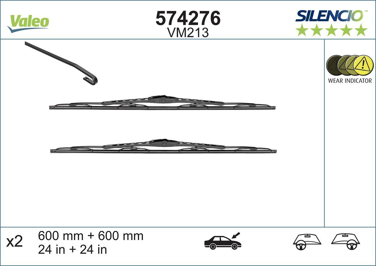 Valeo 574276 Wiper Blade Silencio (X2 Vm213) (600 + 600) (Opel Meriva Zafira) — Wipers