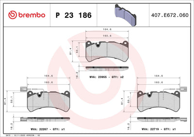 Brembo P23186 Brake Pad Front Alfa Romeo Giulia/Stelvio 2.9 Low-Met — Brake Pads