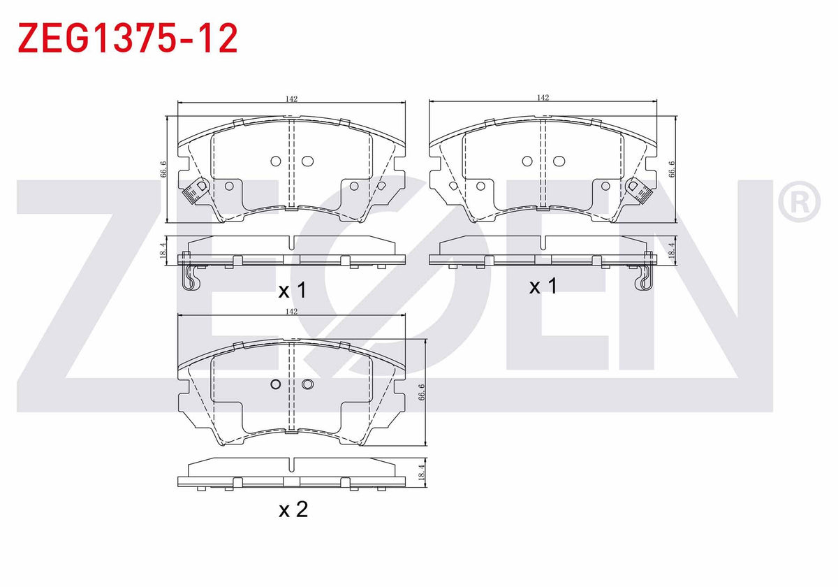 Zegen ZEG1375-12 Brake Pad Front with Wear Indicator Opel Insignia 2.0 CDTi 17 Rim 2008-/ Astra J 1.6 CDTi 2009-2016 / Astra J 1.4 T 2009-2016 / Insignia 1.6 2008-/ 1.6 CDTi 2008-/ Zafira C 1.6 CDTi 2014