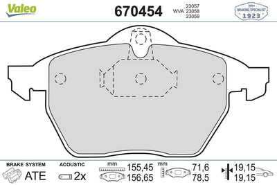 Valeo 670454 Brake Pad Front Opel Astra G Zafira A 1.8-2.0 — Brake Pads