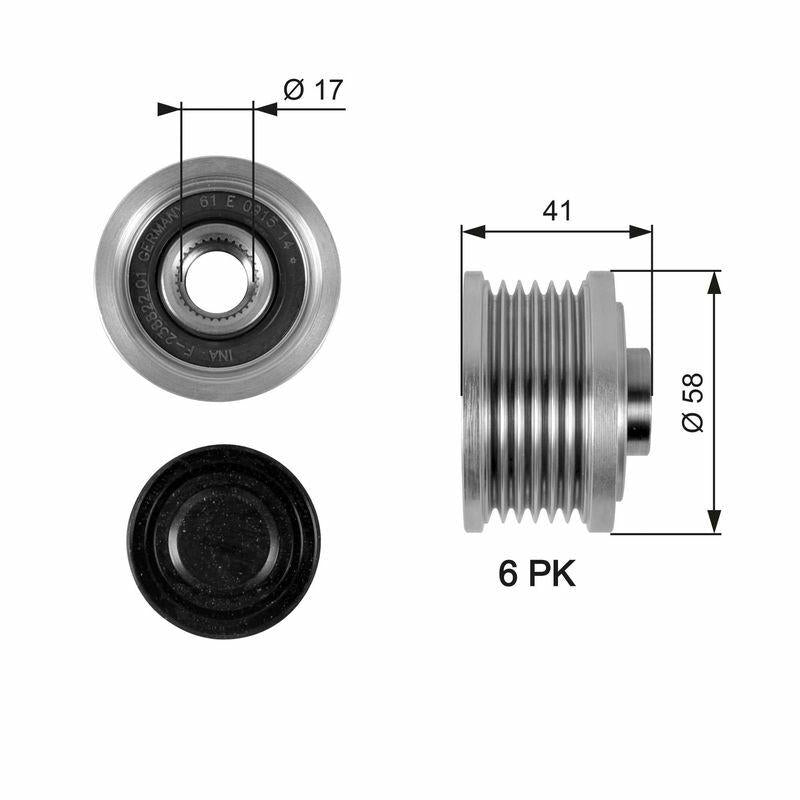GATES OAP7052 Alternator Pulley for 10-Doblo-Lna-Brv 1.6Mjt 2.0Mjt — Starting & Charging