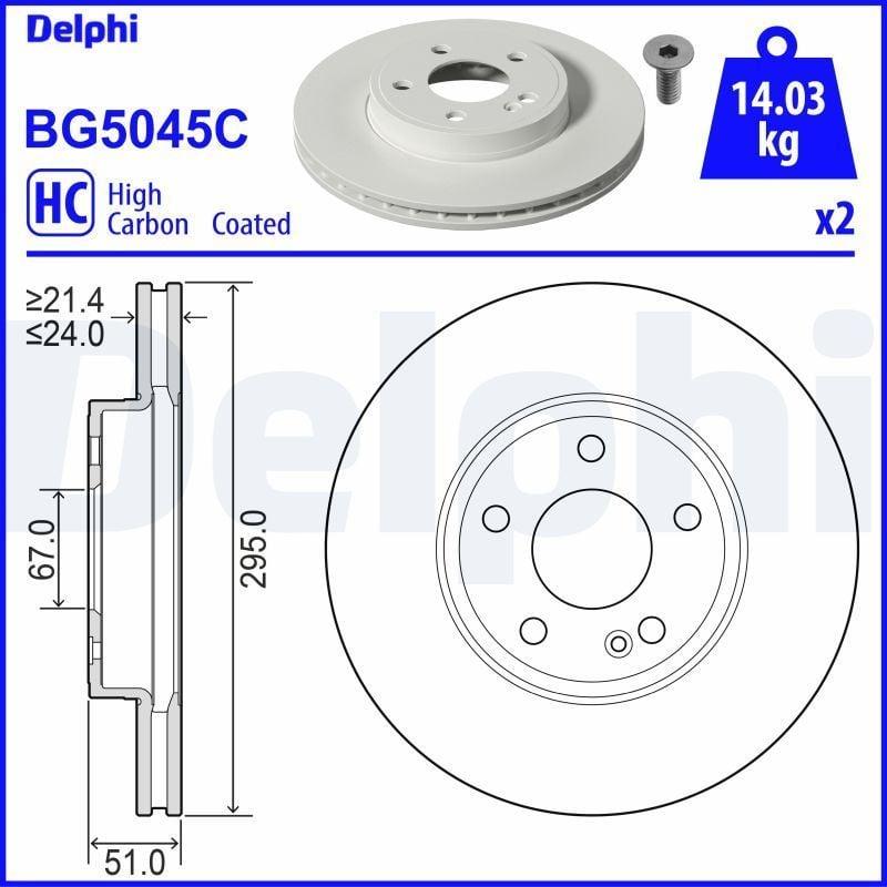 Delphi BG5045C Disc Brake - Ventilated Design Durable Quality — Brake Rotors & Drums