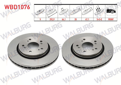 WALBURG WBD1076 Brake Disc Front Air 5 Bjn 292, 9X28x64 and 2 more models — Brake Rotors & Drums