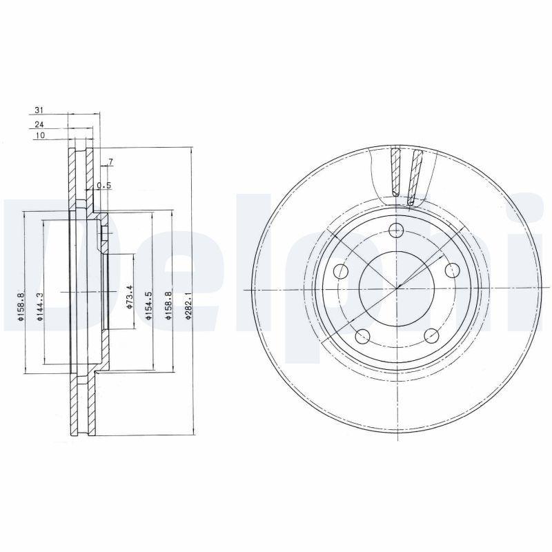 Delphi BG3383 Front Brake Disc Chrysler Grand Voyager III Voyager IV 95 08 — Brake Rotors & Drums