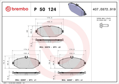 Brembo P50124 Brake Pad Front Mercedes W205 W213 C205 S213 A238 C238 14- — Brake Pads