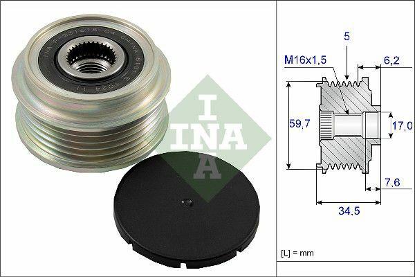 hyundai INA 535003410 alternator pulley front view, hyundai INA 535003410 alternator pulley side view, hyundai INA 535003410 alternator pulley dimensions Hyundai INA 535003410 Alternator Pulley - Ideal for Car Owners & Mechanics INA 535003410 Alternator Pulley For Hyundai hyundai, alternator-pulley, automotive-replacement-parts, car-maintenance, mechanics-tools, car-owners, high-performance-parts, ina-products, engine-components, ai-generated