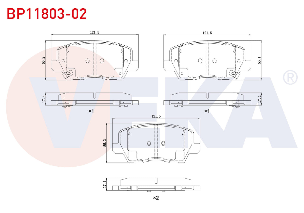 Veka BP11803-02 Brake Pad Front with Wear Indicator Kia Picanto (Ja) 1.0 MPI-1.2 MPI 2017 — Brake Pads