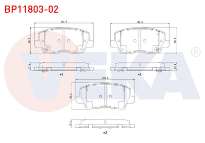 Veka BP11803-02 Brake Pad Front with Wear Indicator Kia Picanto (Ja) 1.0 MPI-1.2 MPI 2017 — Brake Pads