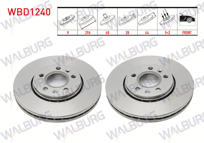 WALBURG WBD1240 Brake Disc Front Air 5 Bjn 296X28x68x44 Renault Traffic III 1.6 dCi 2014-/ Opel Vivaro — Brake Rotors & Drums