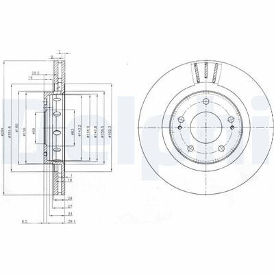 Delphi BG4038C Brake Disc Front Peugeot 4007 Citroen C-Crosser Mitsubishi Lancer Outlander 2.0-2.4 02 — Brake Rotors & Drums