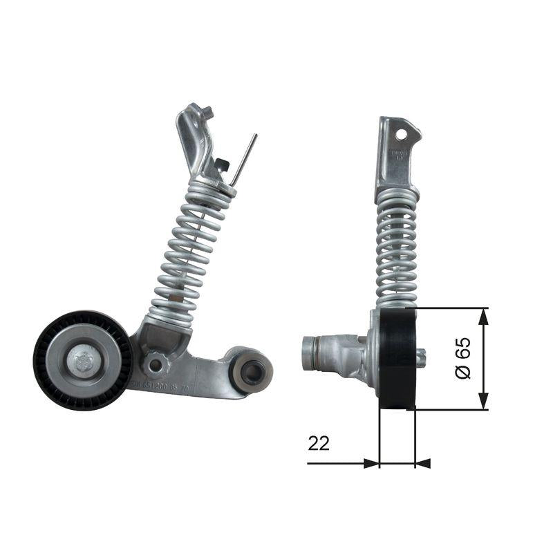 Gates T39373 V-Belt Tensioner + Shock Absorber 12-A-Series (W176) B-Series (W242-W246) — Pulleys & Tensioners