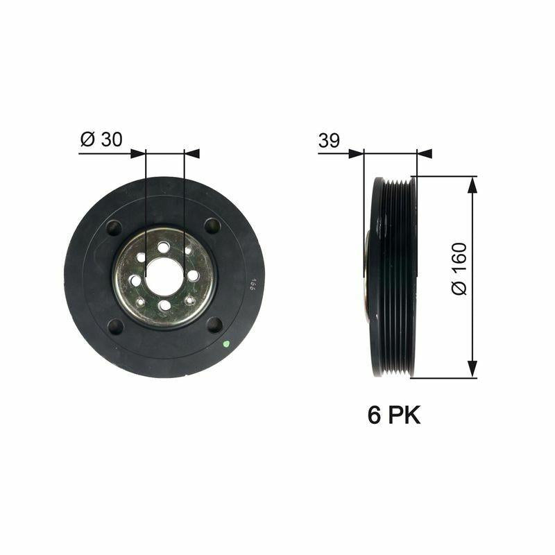 GATES TVD1004 Crank Pulley - Precision Engineered, 6 Groove Design — Pistons & Rotating