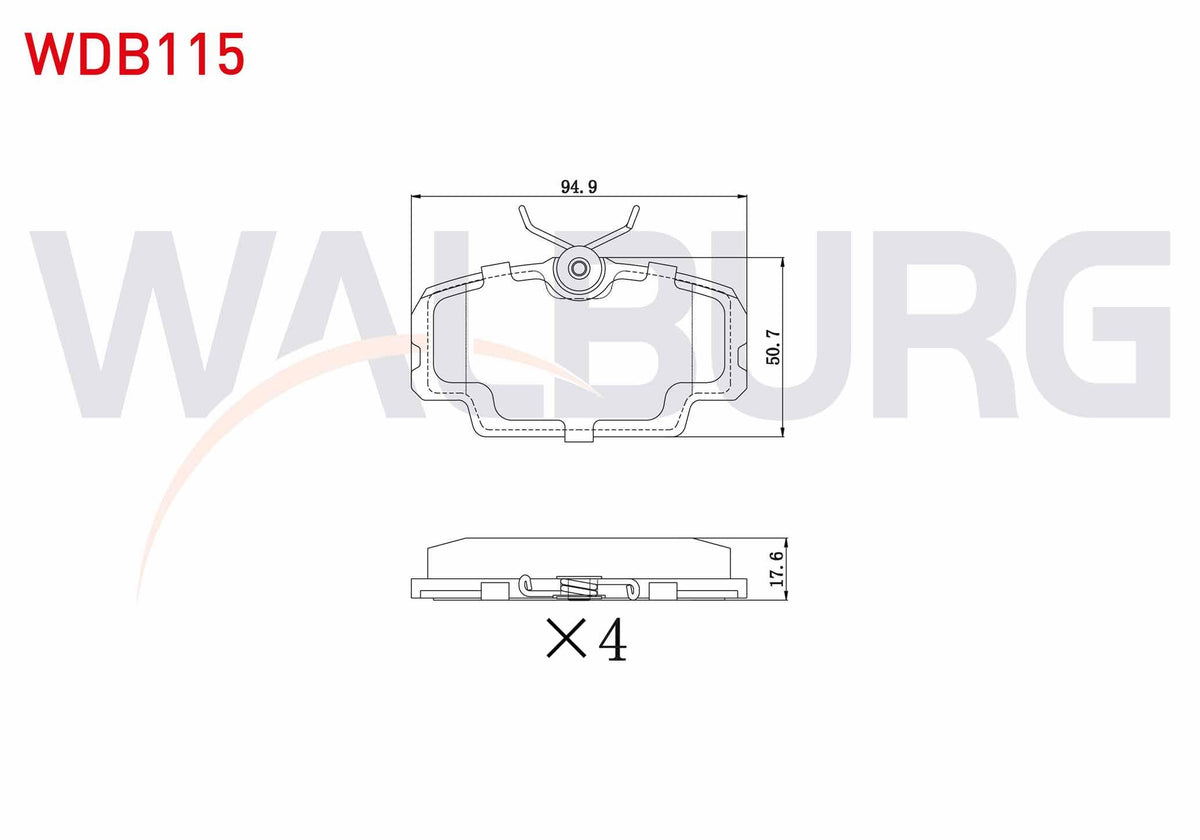 WALBURG WDB115 Brake Pad Front Mercedes 190 (W201) 2.0 1982-1993 / 2.5 1982-1993 / D 2.5 1982-1993 / BMW 3 Serie — Brake Pads