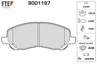 Fte 9001197 Front Brake Pad Mitsubishi Lancer 03-11 Asx 11-13 Galant 96- Outlander 03- 4008 12- C4 12- Comp — Brake Pads