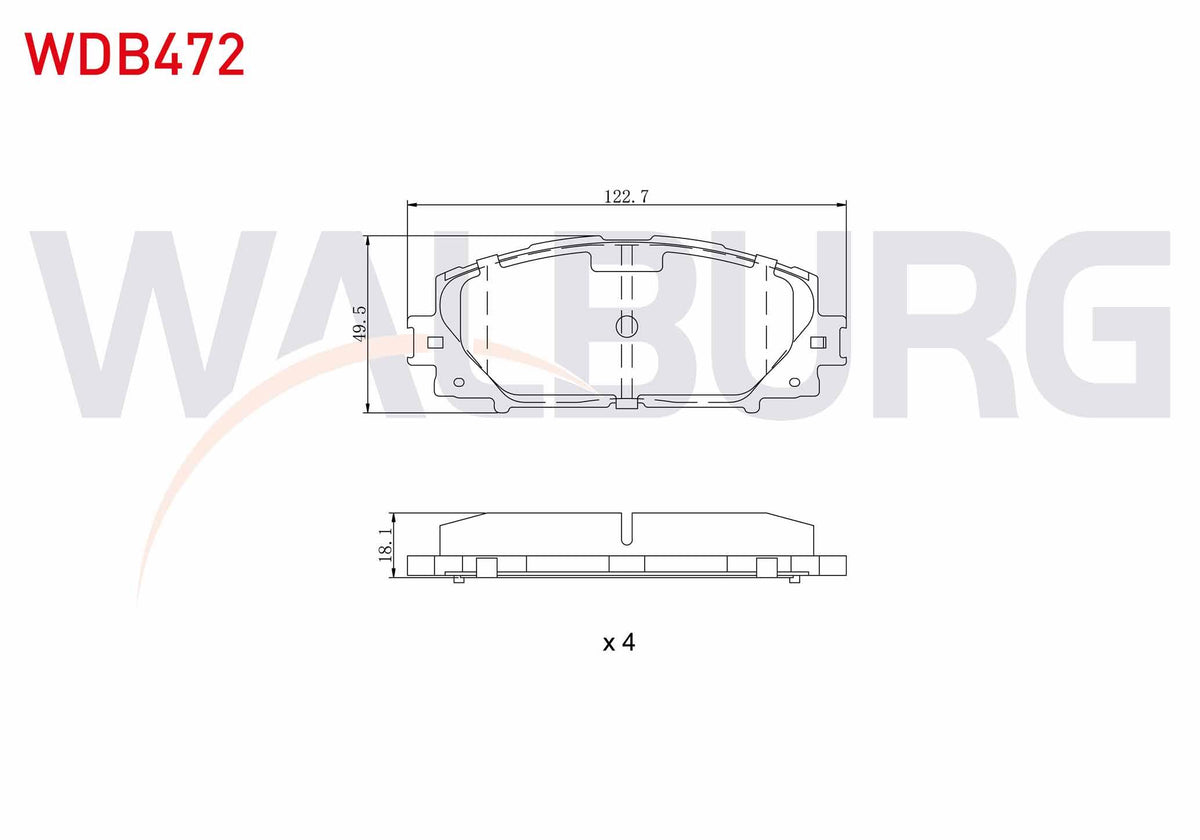 WALBURG WDB472 Brake Pad Front Toyota Yaris (P9) 1.0 Vvt-I 2006-2010 / Yaris (P9) 1.33 Vvt-I 2006-2010 — Brake Pads